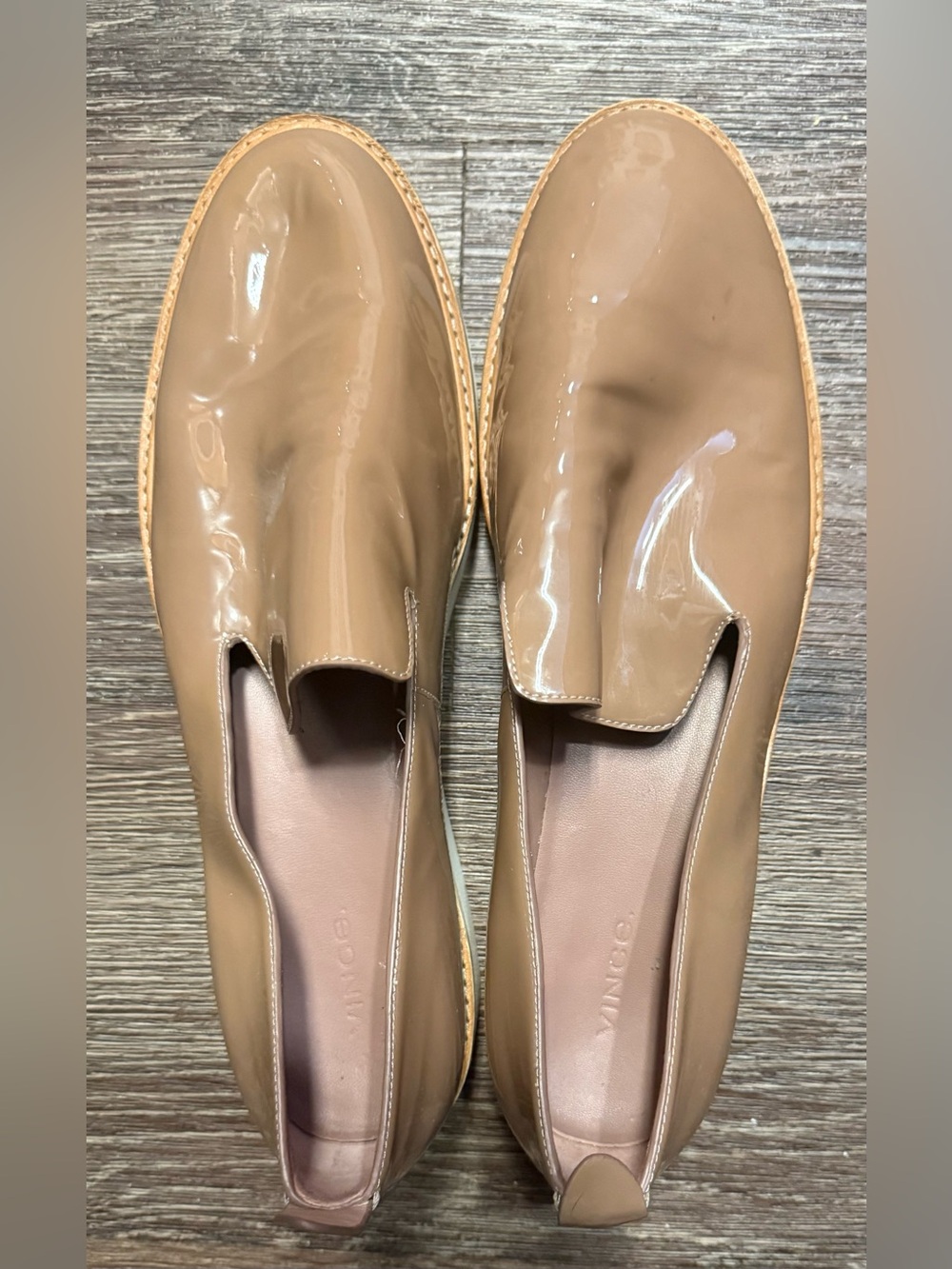 Vince Patent Leather Slip-On Loafers in Taupe | Sz 12 - Picture 1 of 4